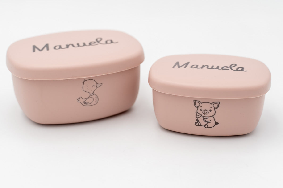 Personalisierte kleine Silikon-Tupperware (2 Stück)