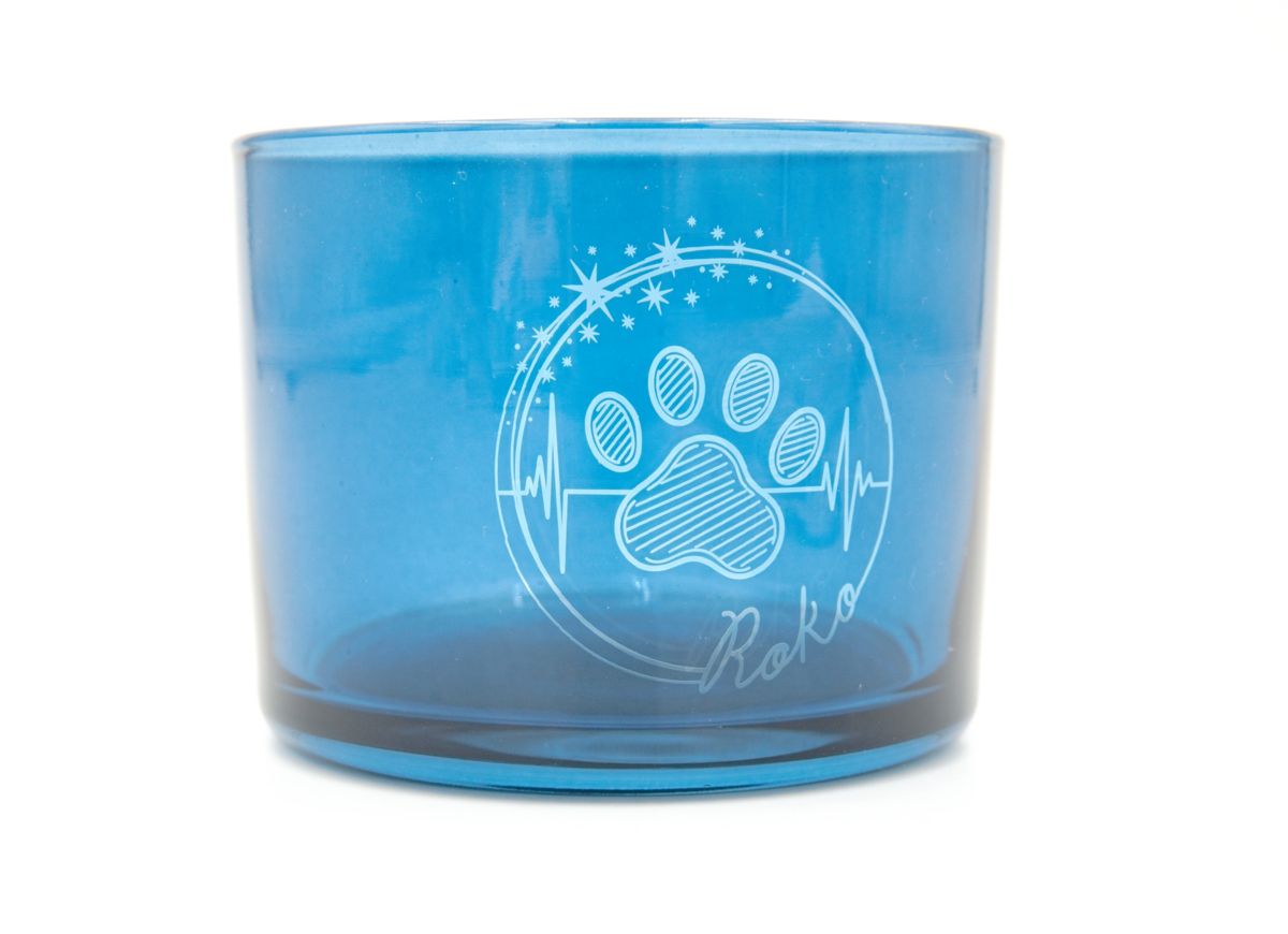 Personalisierter mittelgroßer Glas-Kerzenhalter