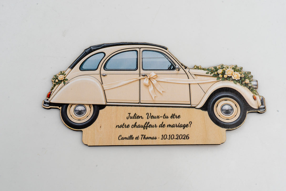 Möchtest du mein Hochzeitschauffeur sein? — Personalisiertes Holzschild