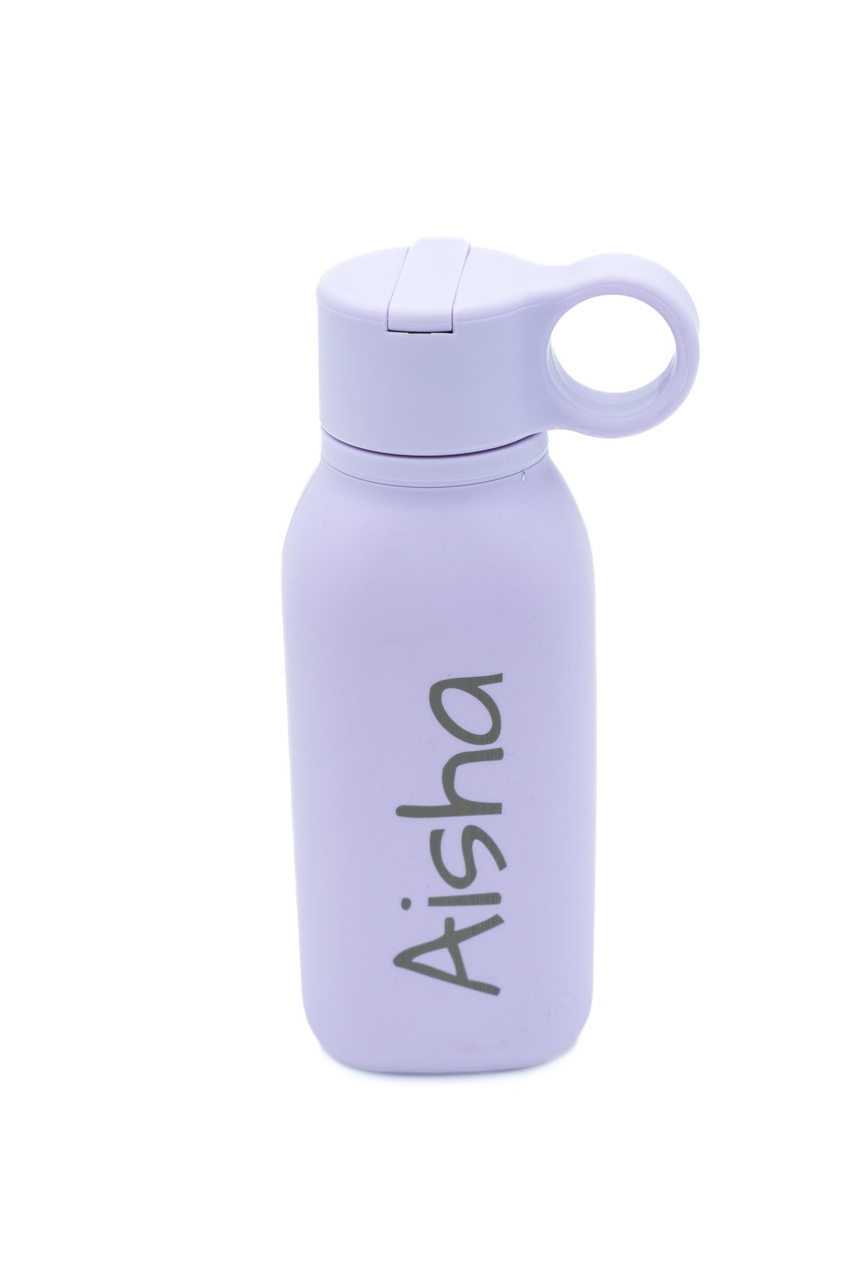 Helllila Silikonflasche mit personalisiertem Namen