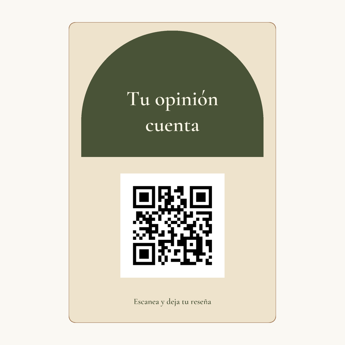 Simulation von Personalisiertes Schild mit QR-Code für Bewertungen · Beispiel 1