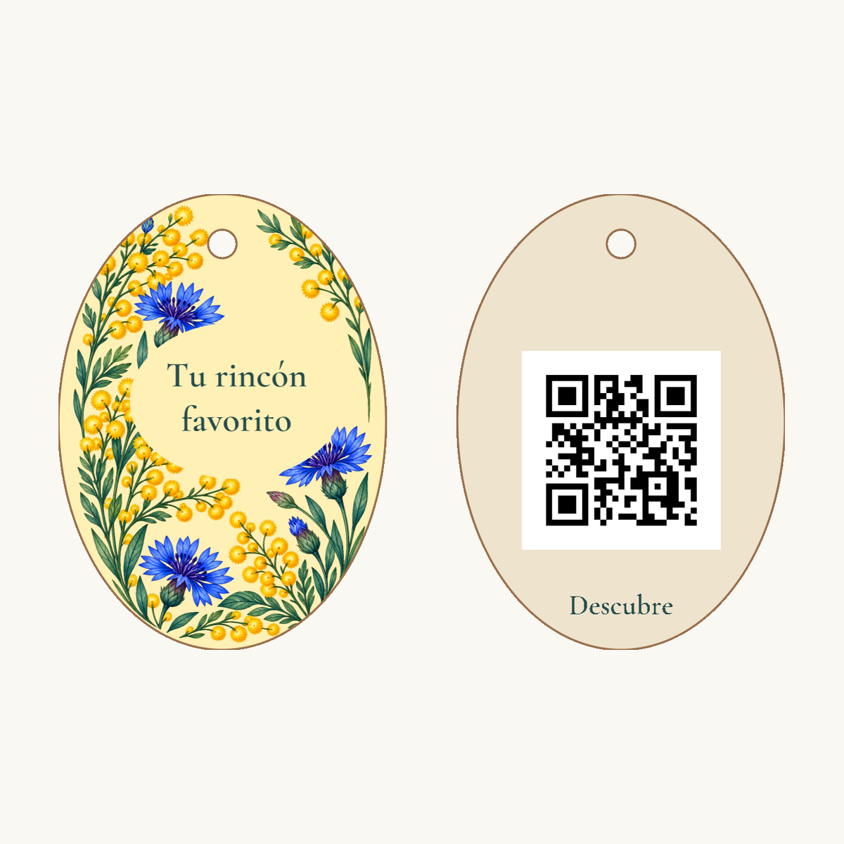 Simulation von Floraler Schlüsselanhänger mit personalisiertem QR-Code · Beispiel 1