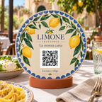Simulation von Mediterranes Speisekartenschild mit QR-Code und Standfuß · Beispiel 1