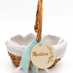 Korb 20x15x8,5 mit 1 Griff und weißem Stoff