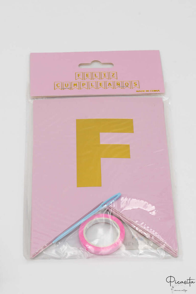 Guirnalda Cumpleaños de Cartulina Rosa