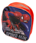 Roter Spiderman-Rucksack mit glänzender Front und grauem oberen Reißverschluss
