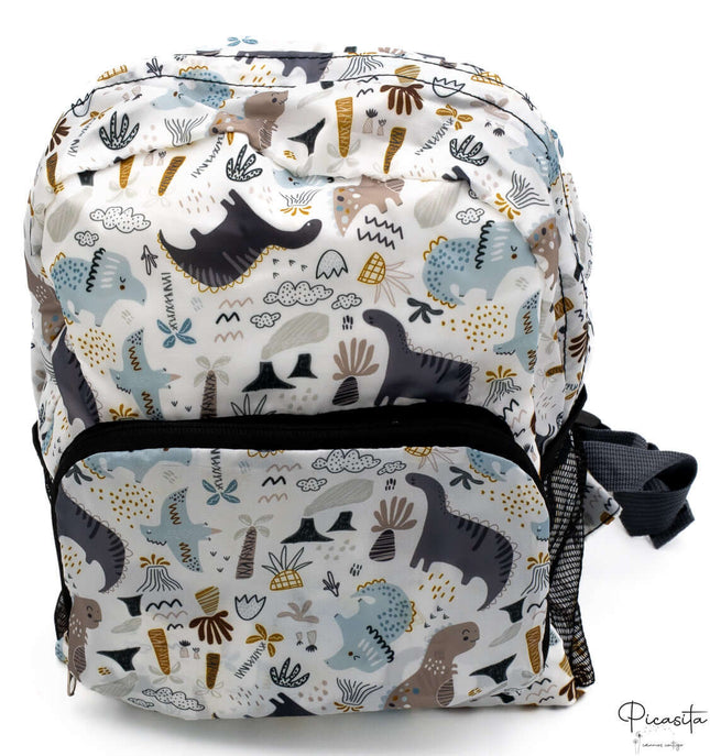 Mochila Escolar Infantil Plegable - Vuelta al Cole Azul Dinosaurios