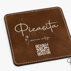 Quadratisch / Silber auf Rustikal Braun