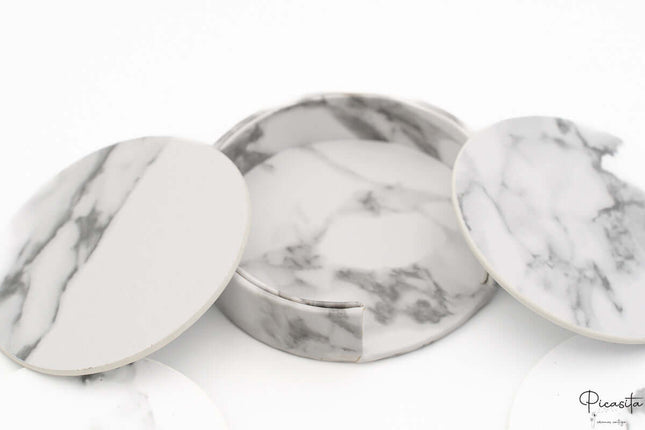 Posavasos Cuero Sintetico PU Marmol (Pack 6)