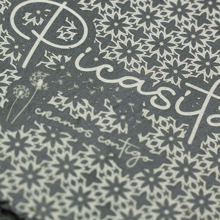 Posavasos de Pizarra Redondos Personalizados Grabar Texto o Logo 1 Color