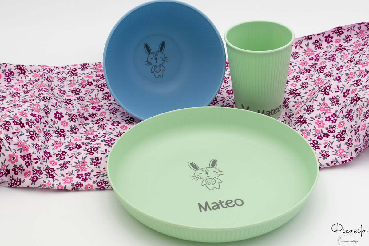 Set Vajilla Infantil Personalizada (Plato, Bol, Vaso)